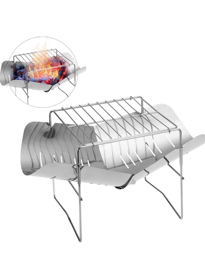 Loquat Folding Portable Wood Burning Stainless Steel BBQ Grill Stove - Image 2