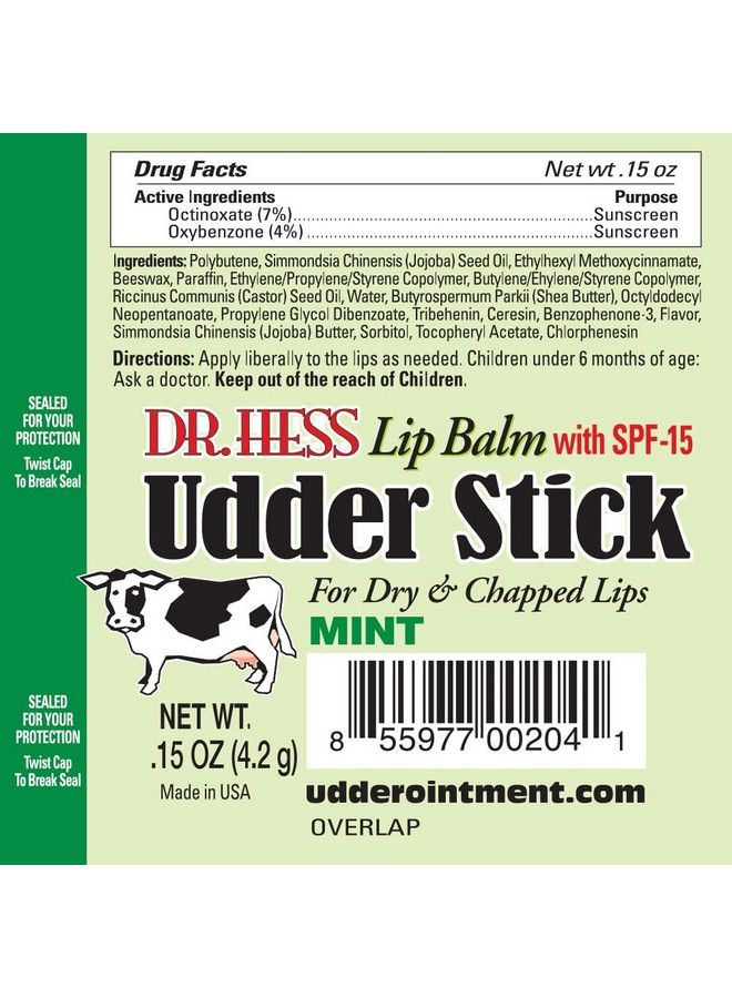 Dr Hess Udder Stick Lip Balm Mint 4 Count - Image 5