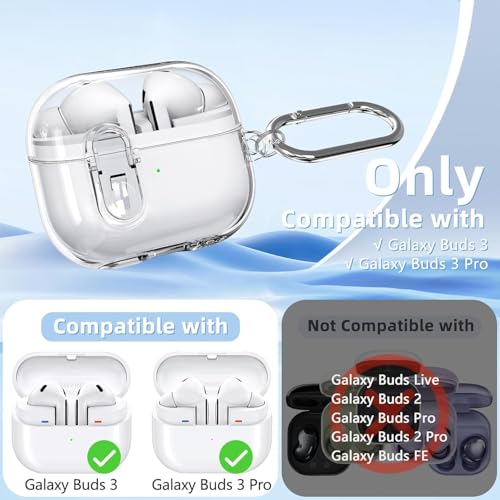 Meyaar Case Cover Compatible with Samsung Galaxy Buds 3 Pro/Buds 3 [Secure Lock] (2024) (TPU | Transparent) - Image 2