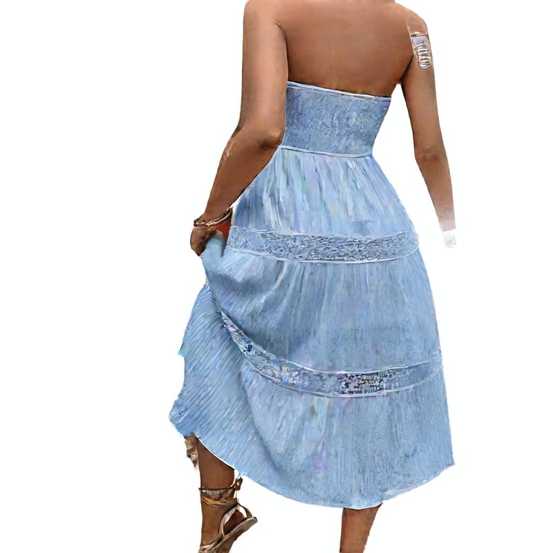 Lace Trim Ruched Bodycon Midi Dress with Sweetheart Neckline - Image 5