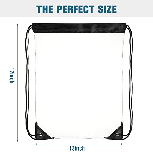Riakrum 15 Pcs Clear Drawstring Bag Waterproof Small See Through PVC Drawstring Backpack for Stadium College Sport EventBlack - Image 3