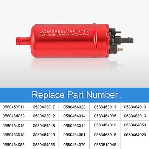 JDMSPEED Universal External In Line Fuel Pump High Pressure With Mounting Bracket Clamp 12V Gasoline Fuel Injection Pump Replacement 0580464070 0580453911 0580463017 Red Electric Injection Systems - Image 4