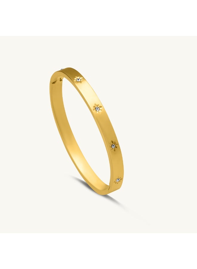 PALMONAS 18k Gold Tone Plated Floral Diamonds Bangle Bracelet
 for Women - Image 1