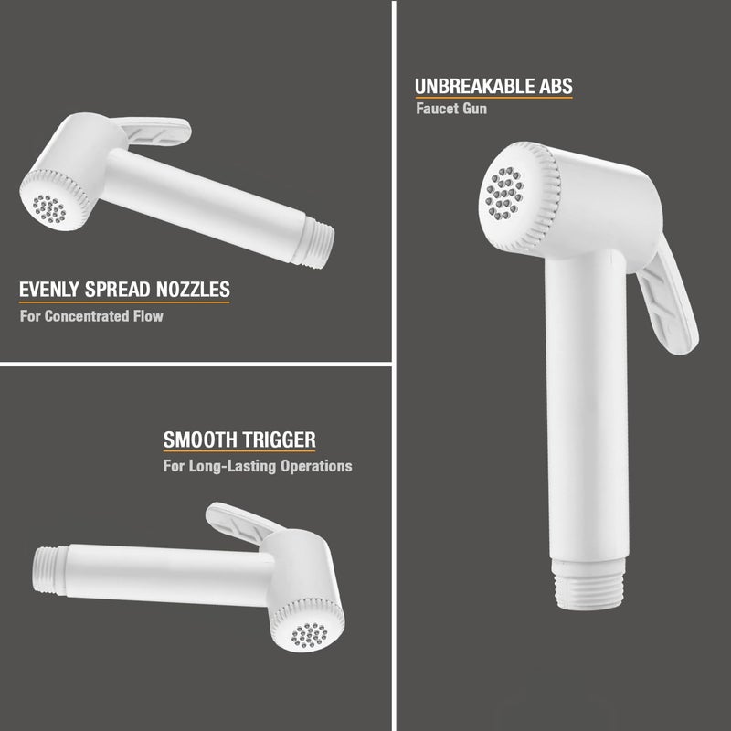 Waterman Basic Health Faucet ABS Material with 1 Mtr Hose Pipe and Hook Jet Spray for Toilet Bidet Sprayer Health Faucet for Toilet Gun Handheld Faucet Toilet - Image 2
