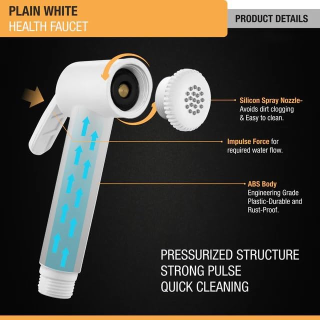 Waterman Basic Health Faucet ABS Material with 1 Mtr Hose Pipe and Hook Jet Spray for Toilet Bidet Sprayer Health Faucet for Toilet Gun Handheld Faucet Toilet - Image 5