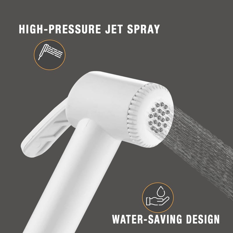 Waterman Basic Health Faucet ABS Material with 1 Mtr Hose Pipe and Hook Jet Spray for Toilet Bidet Sprayer Health Faucet for Toilet Gun Handheld Faucet Toilet - Image 4