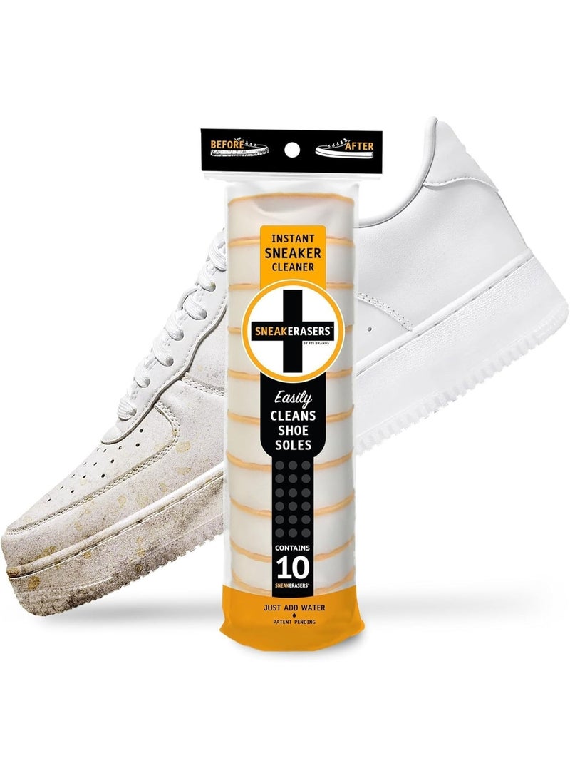 SneakERASERS Instant Sole and Sneaker Cleaner | Trainer Cleaner with Innovative Dual Layer Technology | Dirt Eraser Sponge with Powerful Micro Particles | Pack of 10 - Image 1