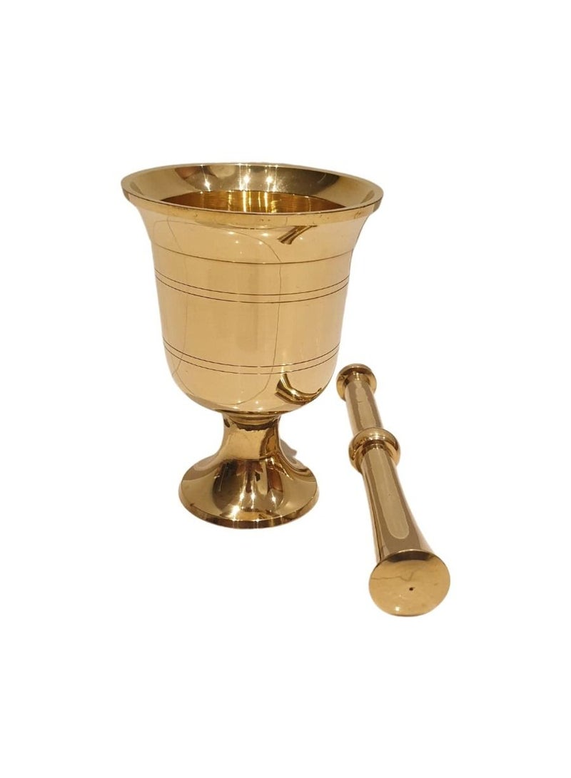 كويزيرا مجموعة الهاون والمدقة الكبيرة بسعة 13 سم - مدقة هاون ضخمة ومدقة: 13 سم و 17 سم - مونة نحاسية ثقيلة مصقولة لتحسين الأداء والمظهر العضوي - Image 2