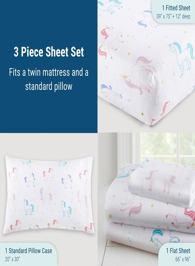 Wildkin Flannel Twin Sheet Set - 100% Cotton, Soft & Cozy Bed Sheets - Unicorn - Image 4