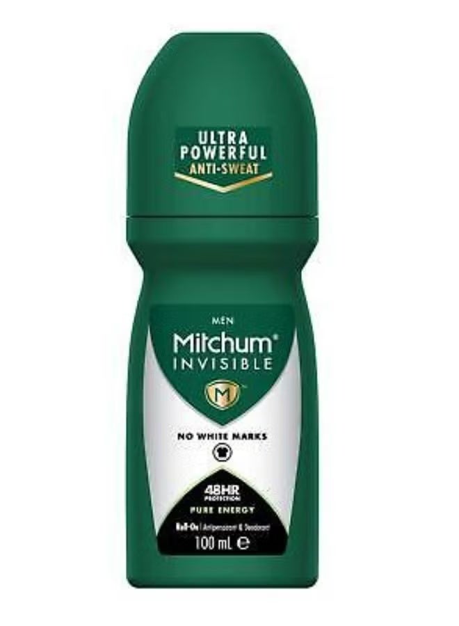 Mitchum Invisible Men Pure Energy 48HR Protection Roll On Anti-Perspirant & Deodorant 100ml