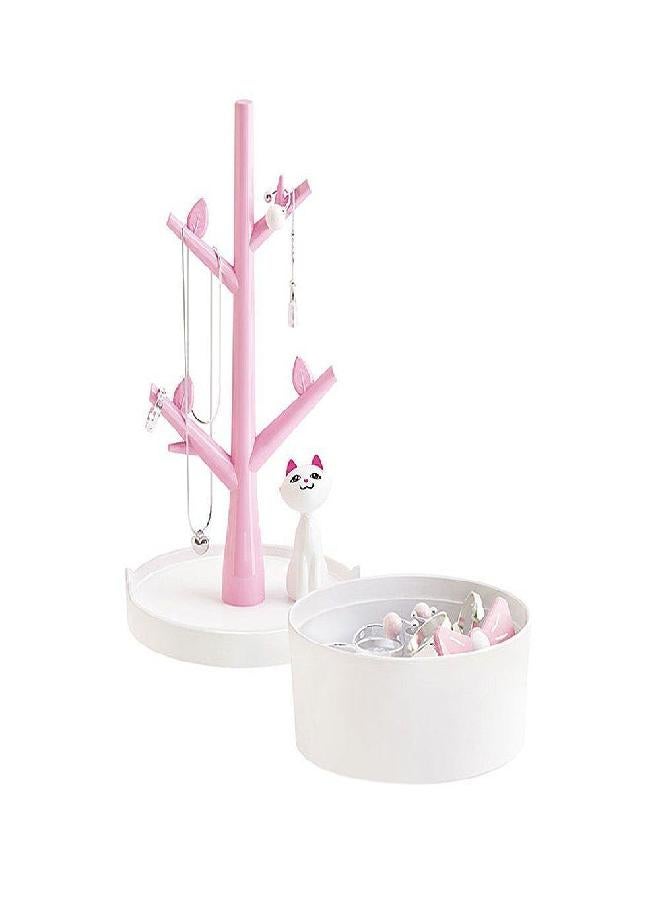 Fantasee Cute Cat Jewelry Tree Organizer for Kids, Earring Bracelet Hair Tie Storage Holder for Little Young Girl, Premium ABS Material (Pink) - Image 3