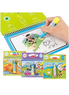 YelaJoy Water Painting Books, Free Coloring Books for Young Children, Pens, Water Graffiti Drawing Boards, Children's Educational Toys, Birthday Gifts for Girls and Boys (Dinosaurs, Farms, And Vehicles)  - Image 1