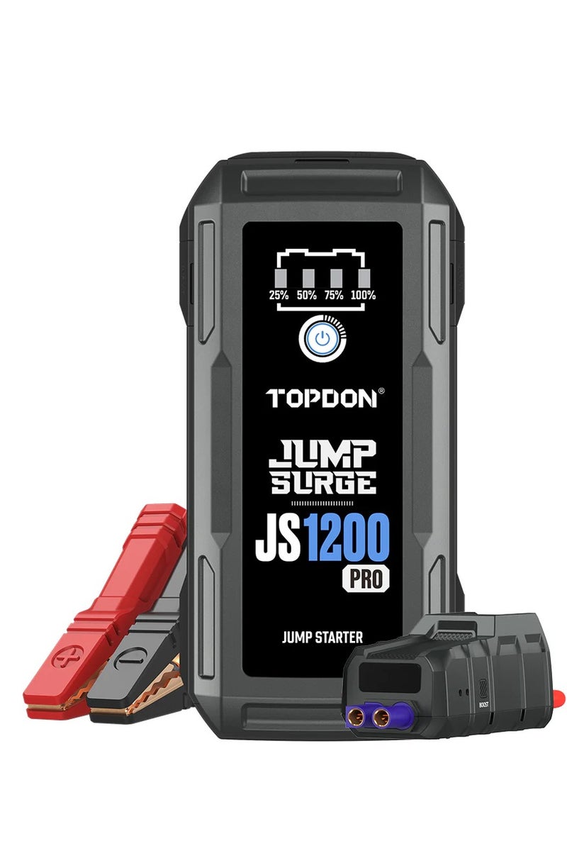 توب دون توبدون JumpSurge1200 برو – شاحن بطارية سيارة بقدرة ذروة 1800 أمبير، معزز بطارية 12 فولت، بنك طاقة 10000 مللي أمبير، مصباح LED، مناسب لمحركات البنزين والديزل - Image 1