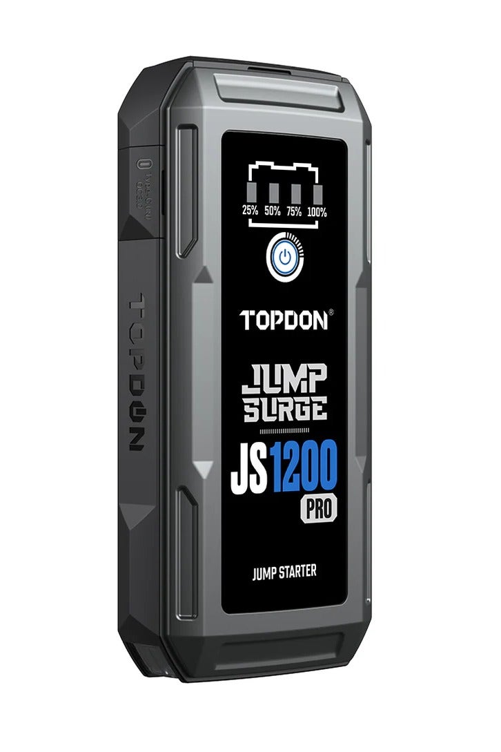 توب دون توبدون JumpSurge1200 برو – شاحن بطارية سيارة بقدرة ذروة 1800 أمبير، معزز بطارية 12 فولت، بنك طاقة 10000 مللي أمبير، مصباح LED، مناسب لمحركات البنزين والديزل - Image 3