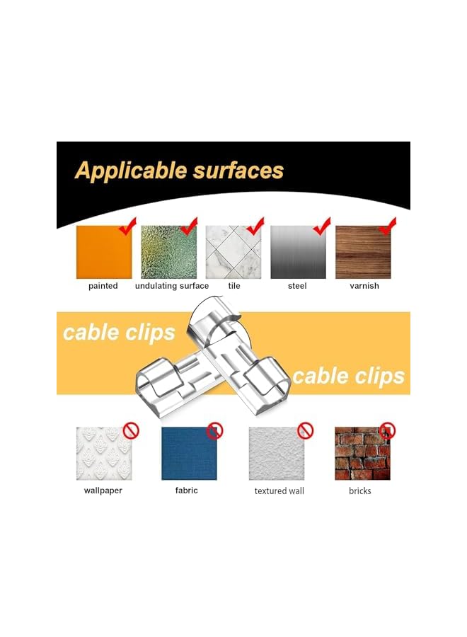 Green Tiger 60 Transparent Cable Clips, 1.18 x 0.41 Inch, Self-Adhesive, Strong Hold, No Wall Damage, Organize Cables, USB, HDMI, Ethernet, TV, Computer Cords - Image 4