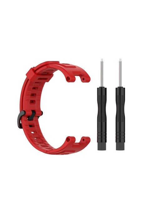 Replacement Strap For Amazfit T-Rex Pro / Amazfit T-Rex Silicone Watch Band with Dismantling Tools, One Size Red