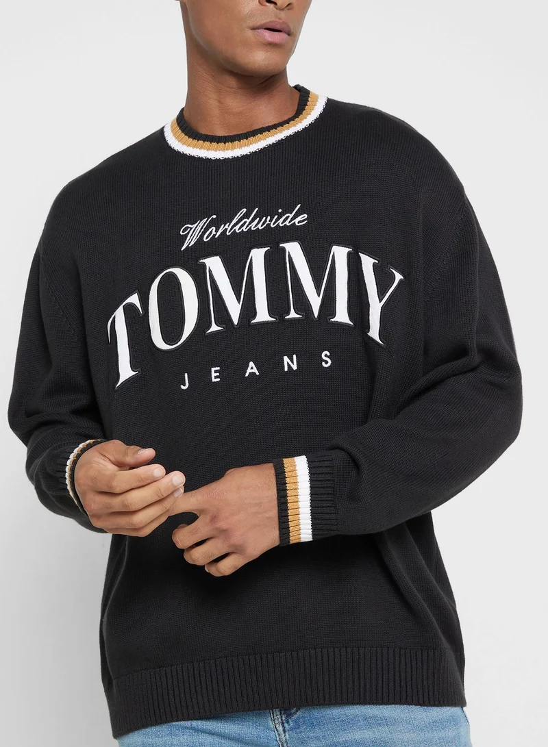 TOMMY JEANS Logo Print Varsity Sweater