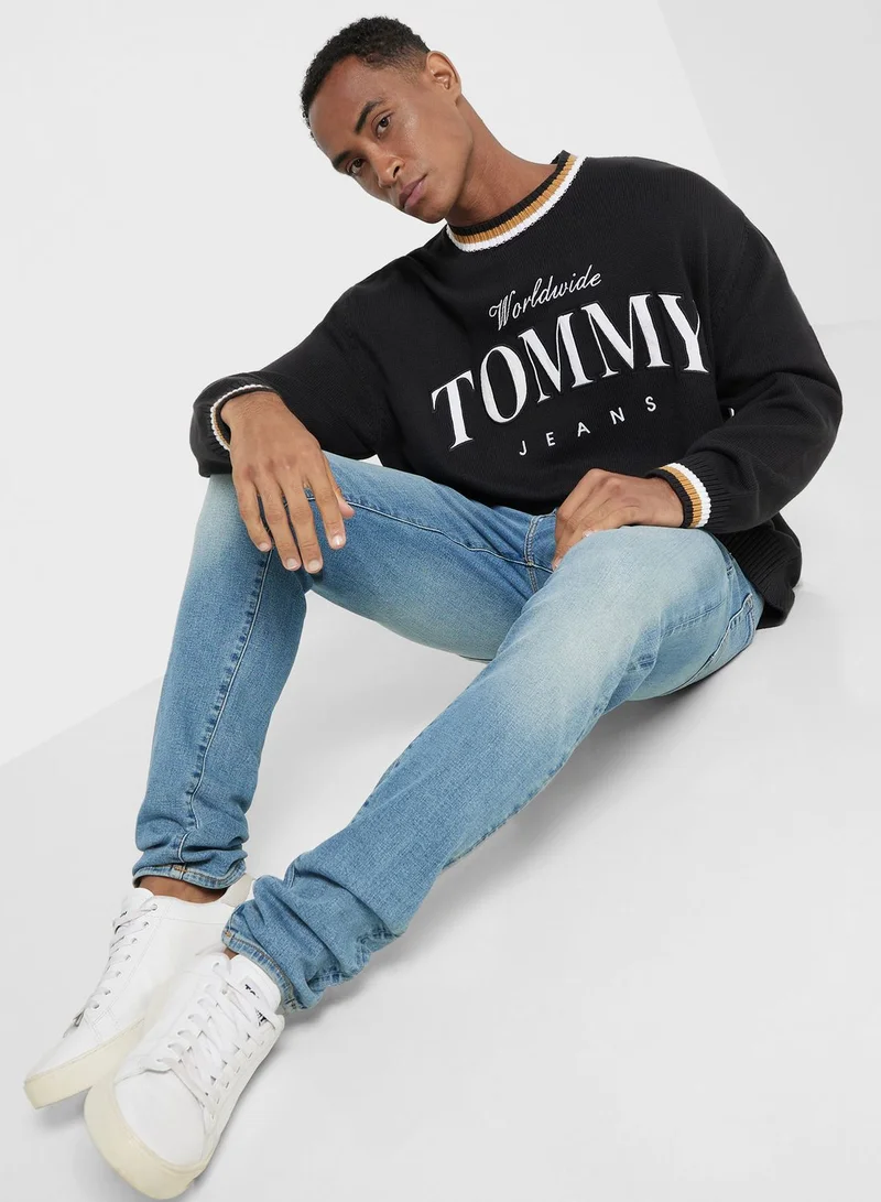 TOMMY JEANS Logo Print Varsity Sweater