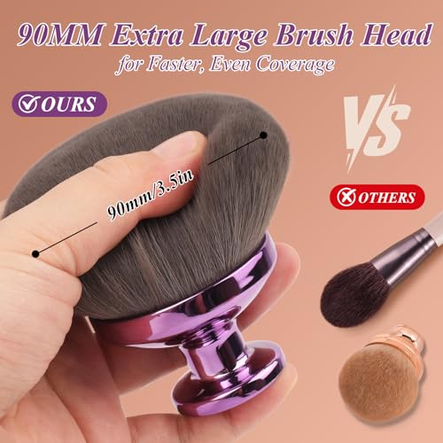 GloréBrochas 90MM Extra Large Self Tanner Kabuki Makeup Brush – Ultra Soft Dense Vegan Bristles for Body Makeup, Bronzer & Foundation–Applies Tanning Mousse, Lotion & Self Tanner，Wet & Dry (Purple) - Image 3
