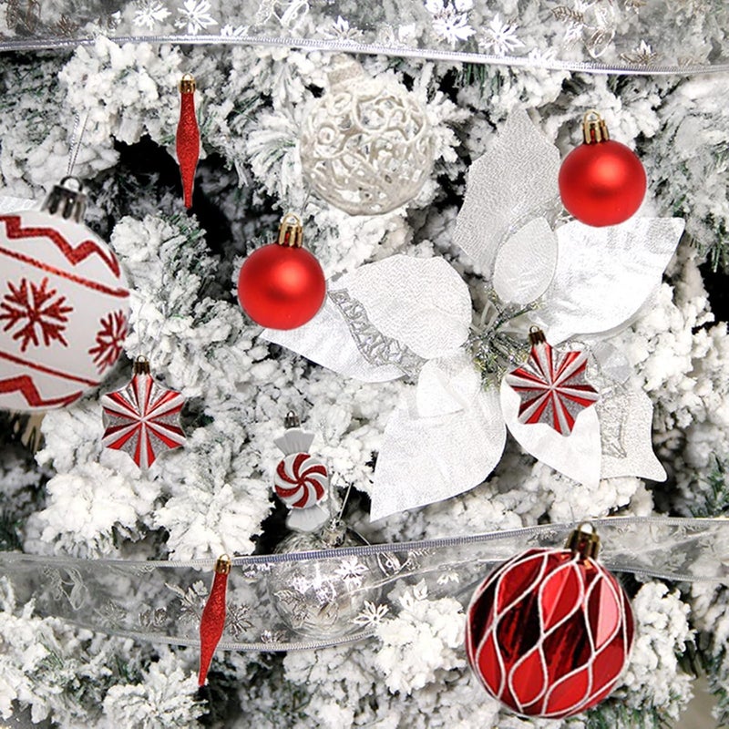 comfrt Christmas Tree Ornament, 73pcs Christmas Tree Decoration Set Red Green Gold Sliver Christmas Ball Shatterproof Hanging Tree Ornament Assortment Set Newyear Party Birthday - Image 4