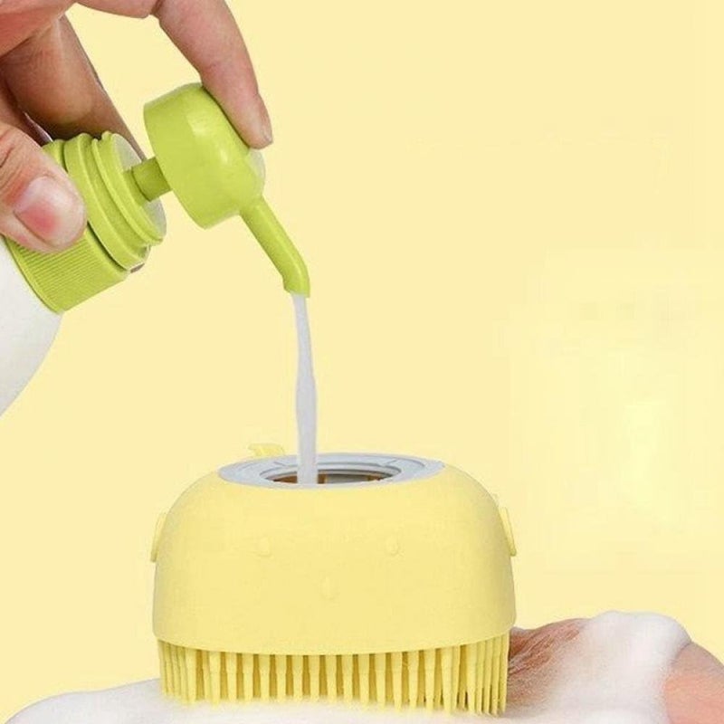 DECOZARE AllinOne Silicone Body Brush with Shower Gel Dispenser Soft Bath Massage Scrubber for Babies Kids Adults and Pets Blue - Image 3