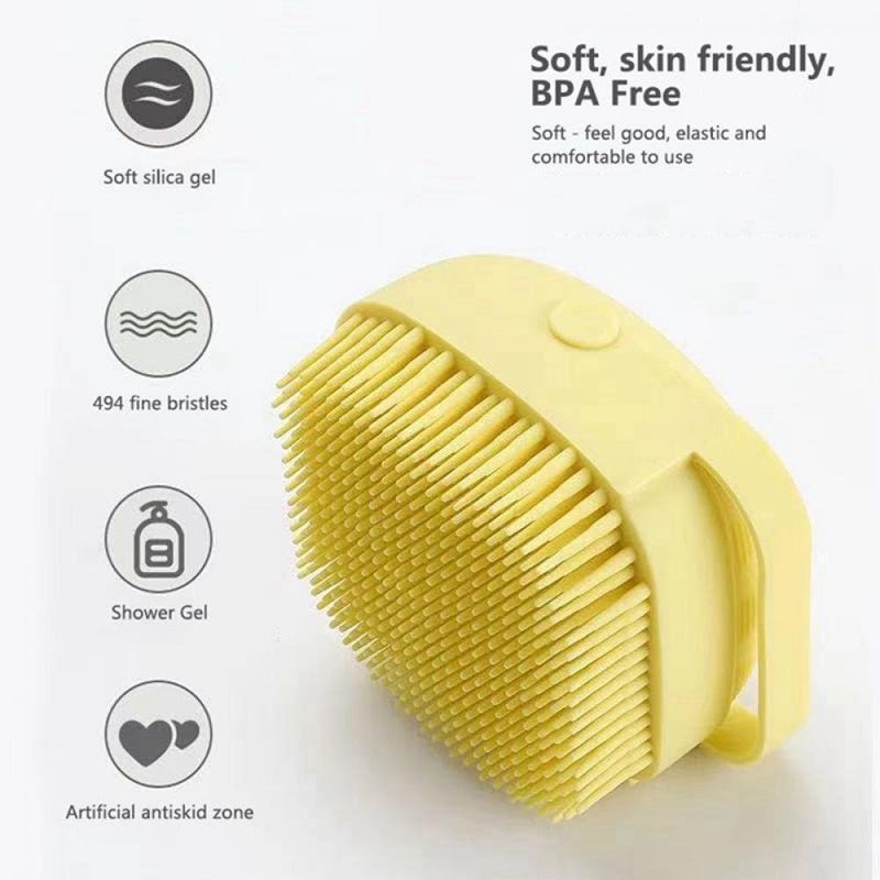 DECOZARE AllinOne Silicone Body Brush with Shower Gel Dispenser Soft Bath Massage Scrubber for Babies Kids Adults and Pets Blue - Image 2