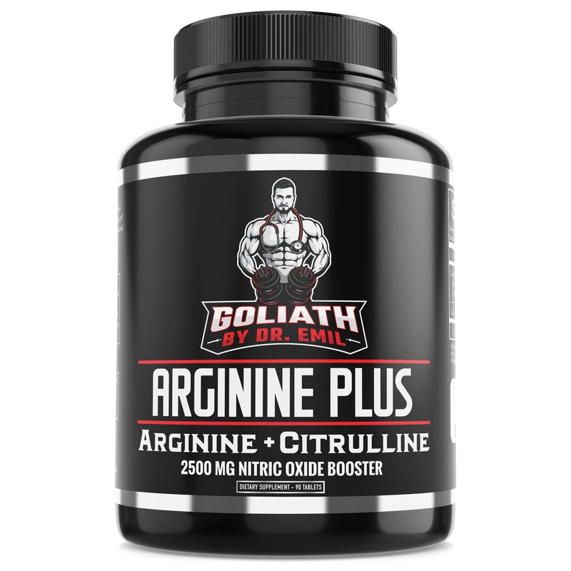 DR EMIL NUTRITION ARGININE PLUS, Arginine + Citrulline, 2500 mg Nitric Oxide Booster, Dietary Supplement, 90 Tablets - Image 1