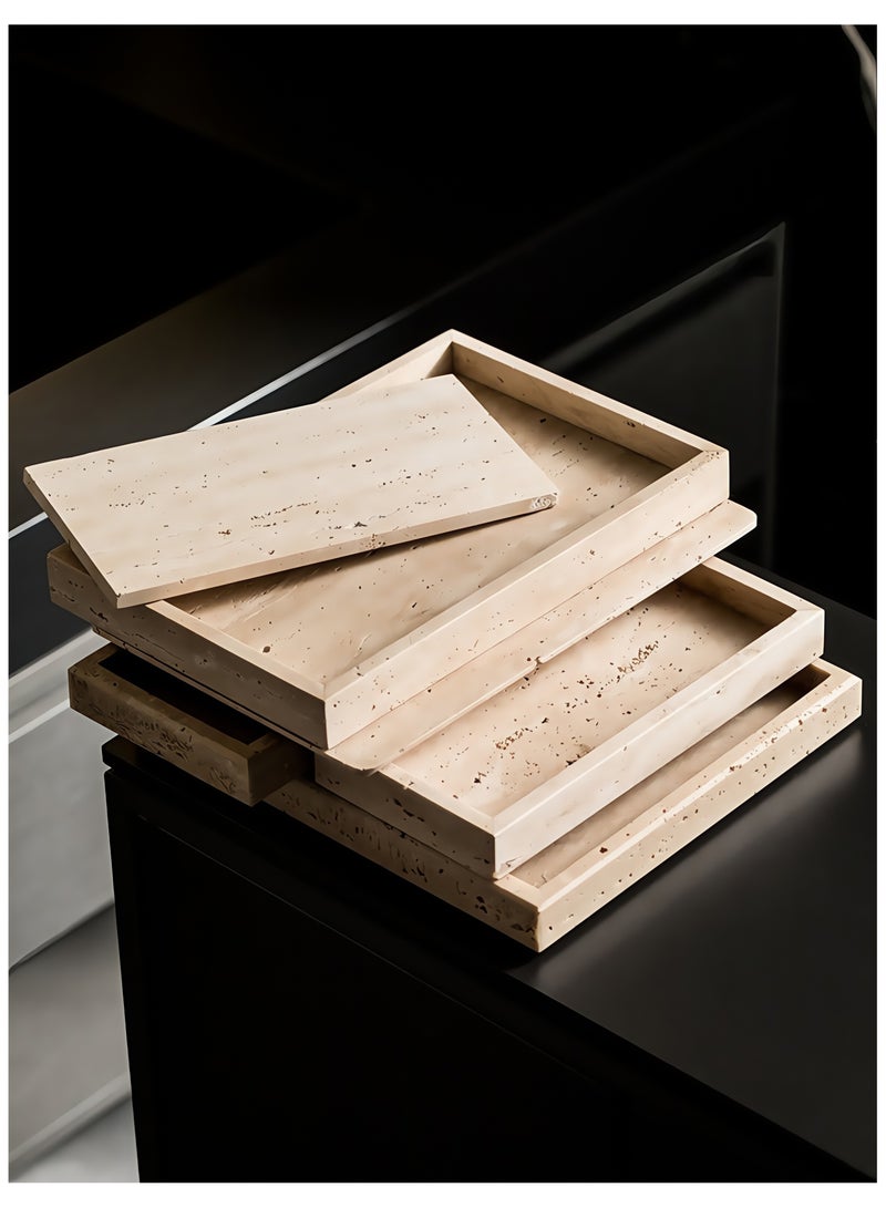 FUKE Natural Marble Tray Dresser Organizer Tray Bathroom Tray Home Decor Multipurpose Marble Slab(Natural Cave Stones,20*30cm) - Image 2