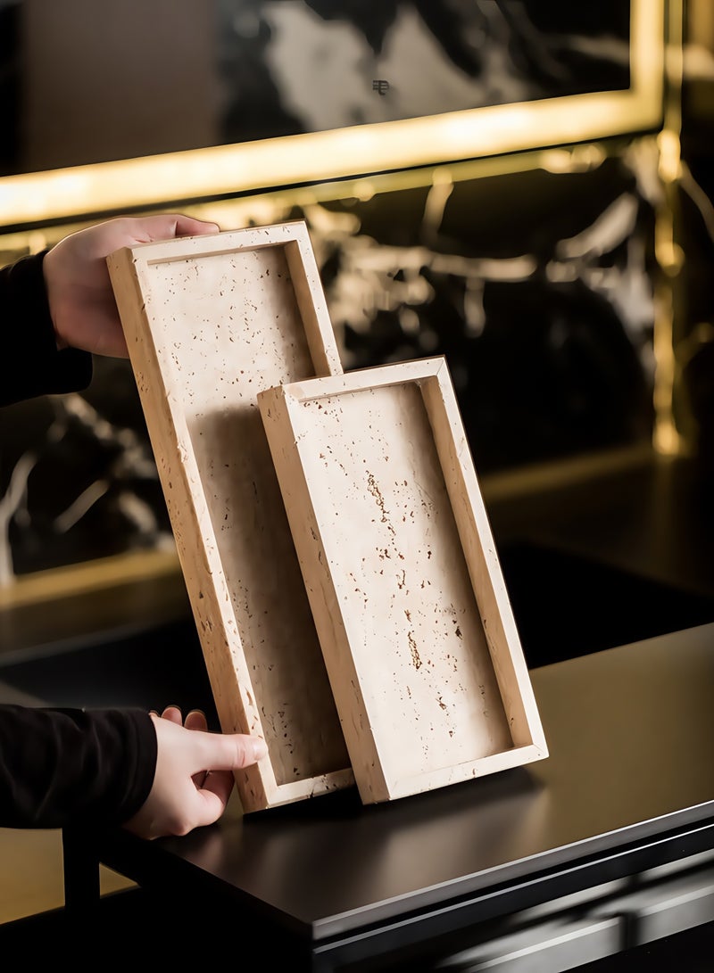 FUKE Natural Marble Tray Dresser Organizer Tray Bathroom Tray Home Decor Multipurpose Marble Slab(Natural Cave Stones,20*30cm) - Image 4