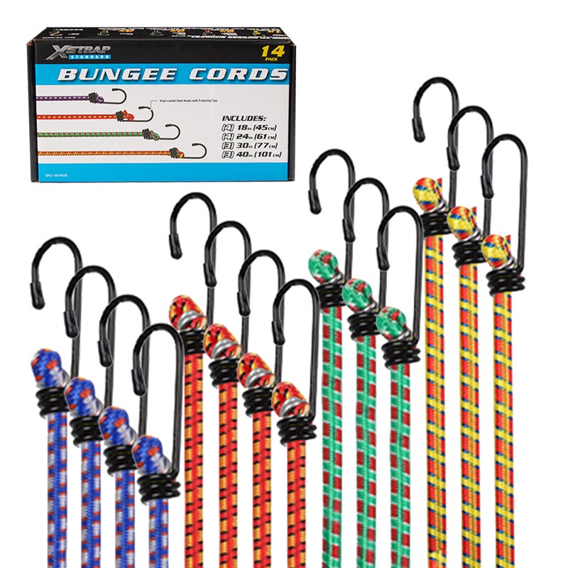 XSTRAP STANDARD 14 Pieces Standard Bungee Kit  Includes 18 24 30 40 Bungee Cords with Hooks