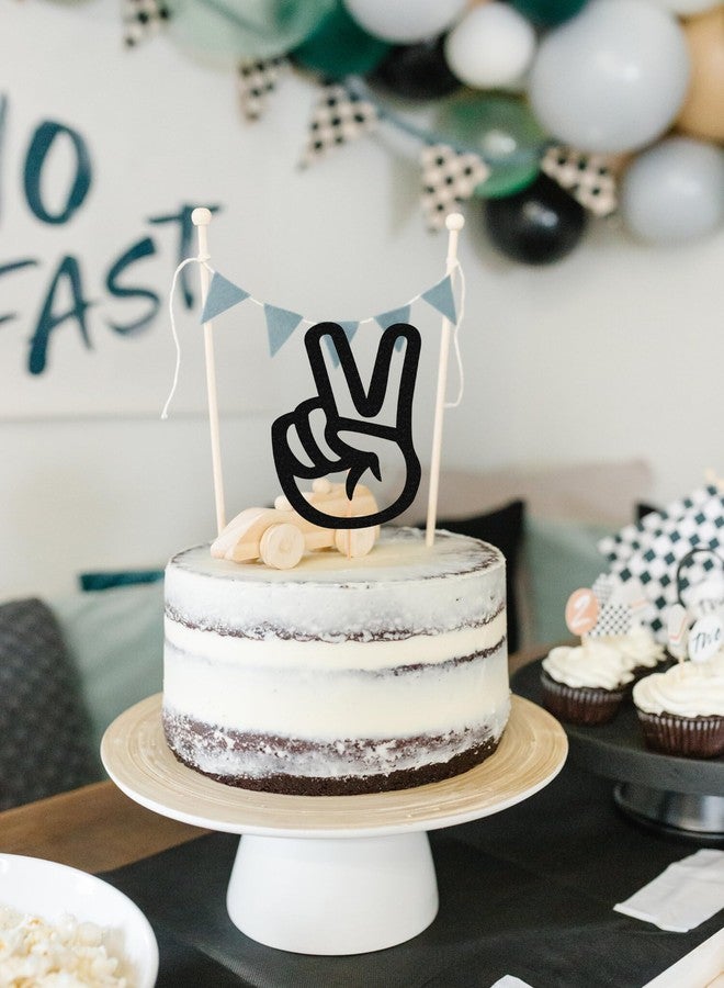 AHAORAY Peace Sign Hand Cake Topper - Glitter Gold Peace Theme 2nd Birthday Cake Decorations - Two Cool Party, Boy Second 2nd Birthday Party - Image 5