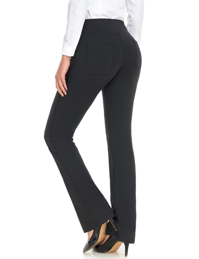 Safort Women's Yoga Pants Straight Leg Yoga Dress Pants 28"/30"/32"/34" Long Tall Inseam Stretch Slacks with Pocket for Workout 34'', Black, XL - Image 2