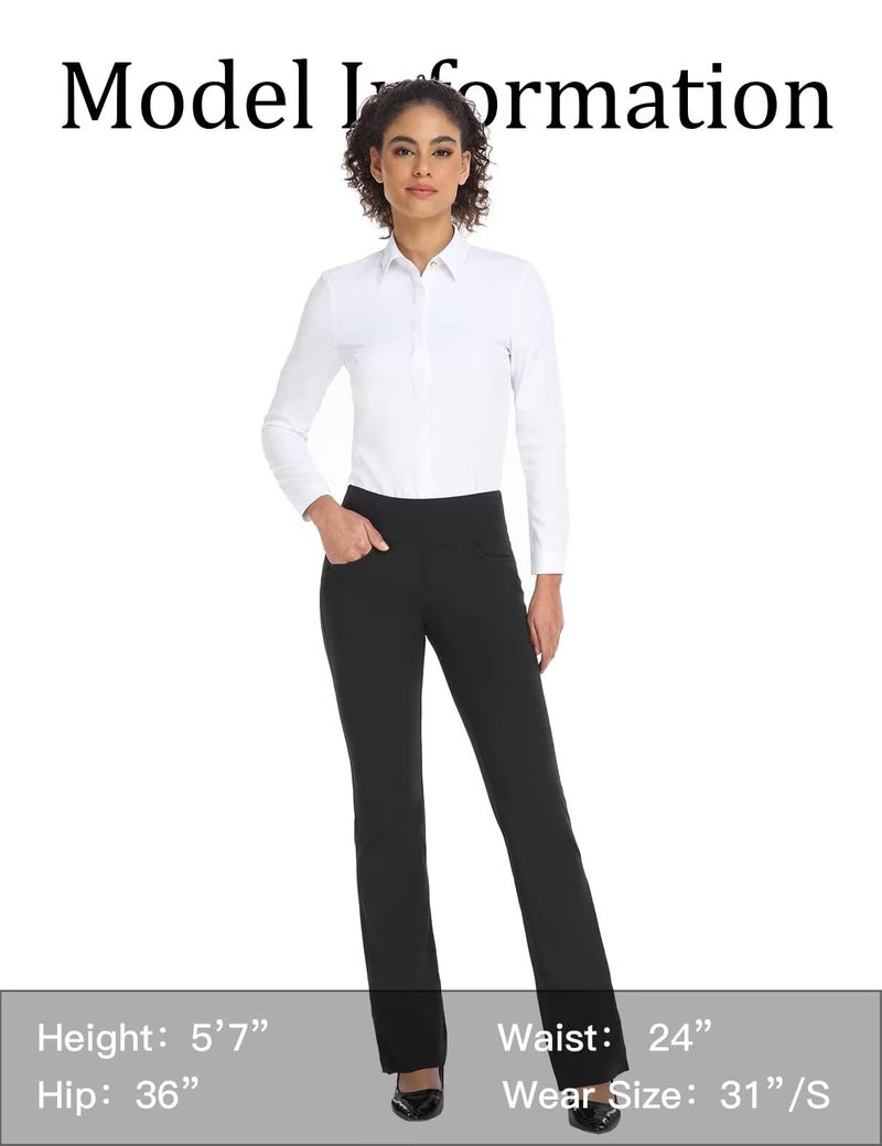 Safort Women's Yoga Pants Straight Leg Yoga Dress Pants 28"/30"/32"/34" Long Tall Inseam Stretch Slacks with Pocket for Workout 34'', Black, XL - Image 5