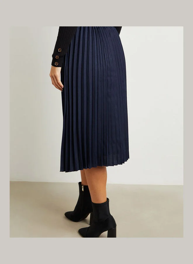 Styli Pleated  A-Line Midi Skirt
