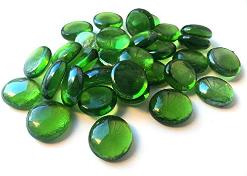 Firstly Decorative Glass Pebbles Decoration for Aquarium Flat Type Green 50 Pieces - Image 3