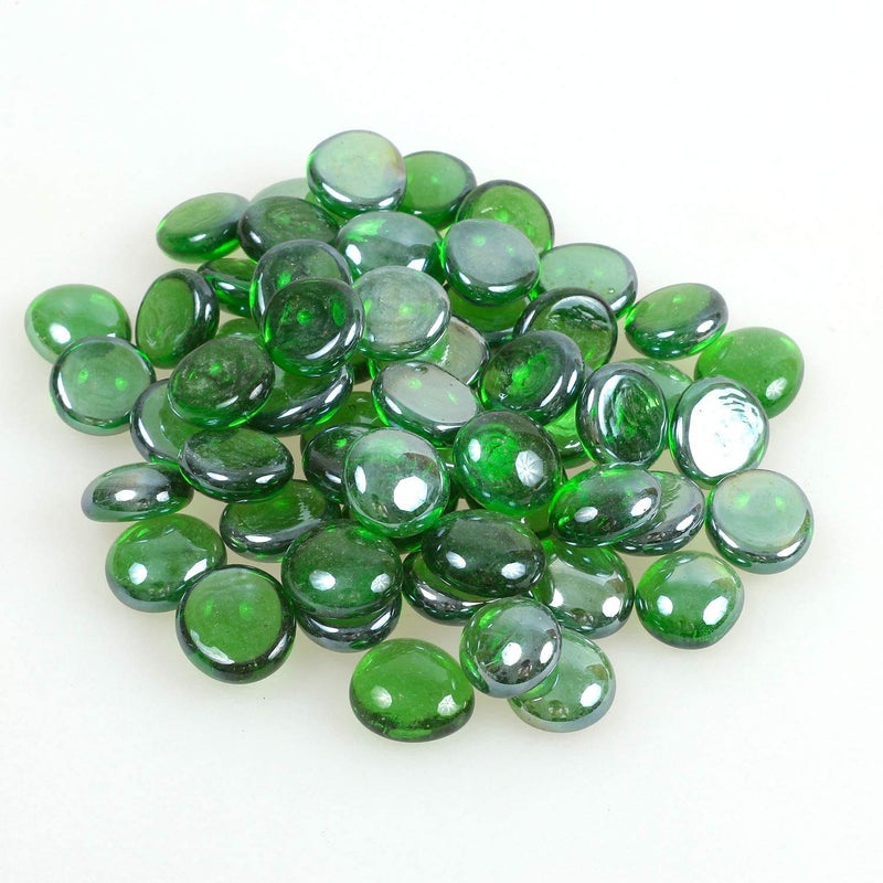 Firstly Decorative Glass Pebbles Decoration for Aquarium Flat Type Green 50 Pieces - Image 4