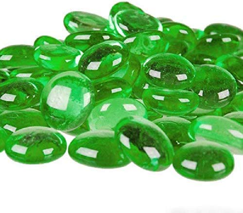Firstly Decorative Glass Pebbles Decoration for Aquarium Flat Type Green 50 Pieces - Image 1