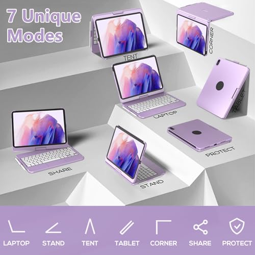 TQQ Touch iPad (A16) 11th Generation Case with Keyboard (11", 2025) & 10th Gen (10.9", 2022) - 360° Rotatable, Thin & Light, Multi-Touch Trackpad for iPad (A16) 11th/10th Gen (Light Purple) - Image 5