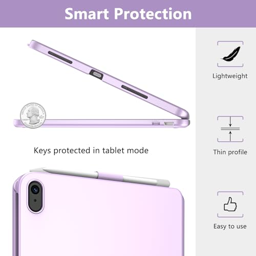 TQQ Touch iPad (A16) 11th Generation Case with Keyboard (11", 2025) & 10th Gen (10.9", 2022) - 360° Rotatable, Thin & Light, Multi-Touch Trackpad for iPad (A16) 11th/10th Gen (Light Purple) - Image 3