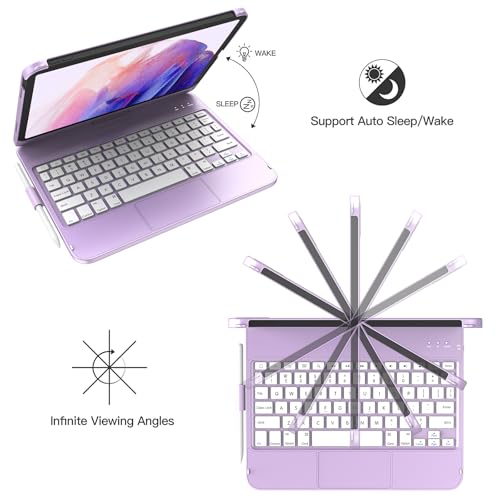 TQQ Touch iPad (A16) 11th Generation Case with Keyboard (11", 2025) & 10th Gen (10.9", 2022) - 360° Rotatable, Thin & Light, Multi-Touch Trackpad for iPad (A16) 11th/10th Gen (Light Purple) - Image 4