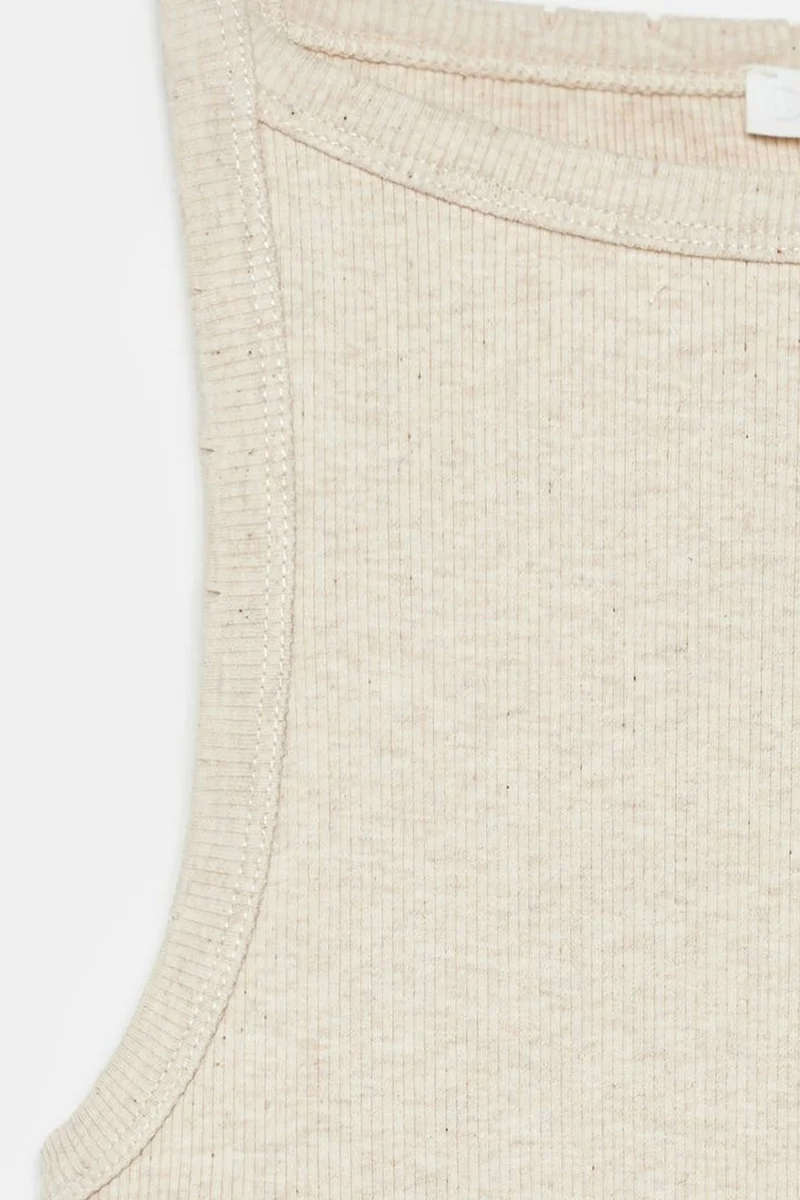 Dilvin Beige Natural DILVIN Ribbed Cotton Halterneck Blouse for Women | Best Price UAE