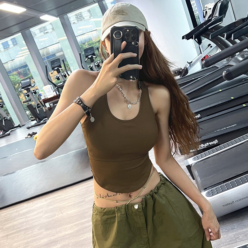 Sports Bra With Chest Pad, High-Intensity Running Girl Training Vest, Shock-Proof Push-Up Yoga Bra - Image 4