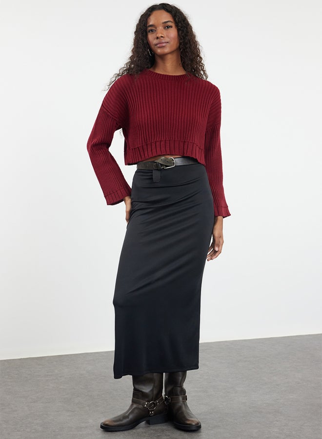 trendyol Burgundy Super Crop Basic Knitwear Sweater - Image 2