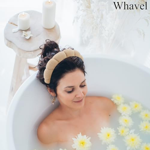 Whavel حزمة WHAVEL من 3 أربطة رأس سبا للعناية بالبشرة، رباط شعر ناعم لغسل الوجه، المكياج، الوجه، العناية بالبشرة (كاكي، بني، أسود) - Image 3