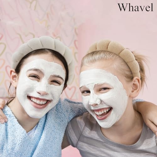 Whavel حزمة WHAVEL من 3 أربطة رأس سبا للعناية بالبشرة، رباط شعر ناعم لغسل الوجه، المكياج، الوجه، العناية بالبشرة (كاكي، بني، أسود) - Image 2