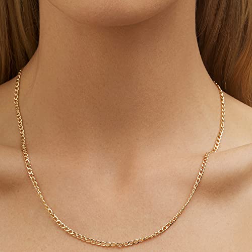 Barzel 18K Gold Plated Curb/Cuban Link Chain Necklace 2MM, 3MM, 4MM, 5MM For Women or Men - Made In Brazil (3MM Gold, 18 Inches) - Image 5