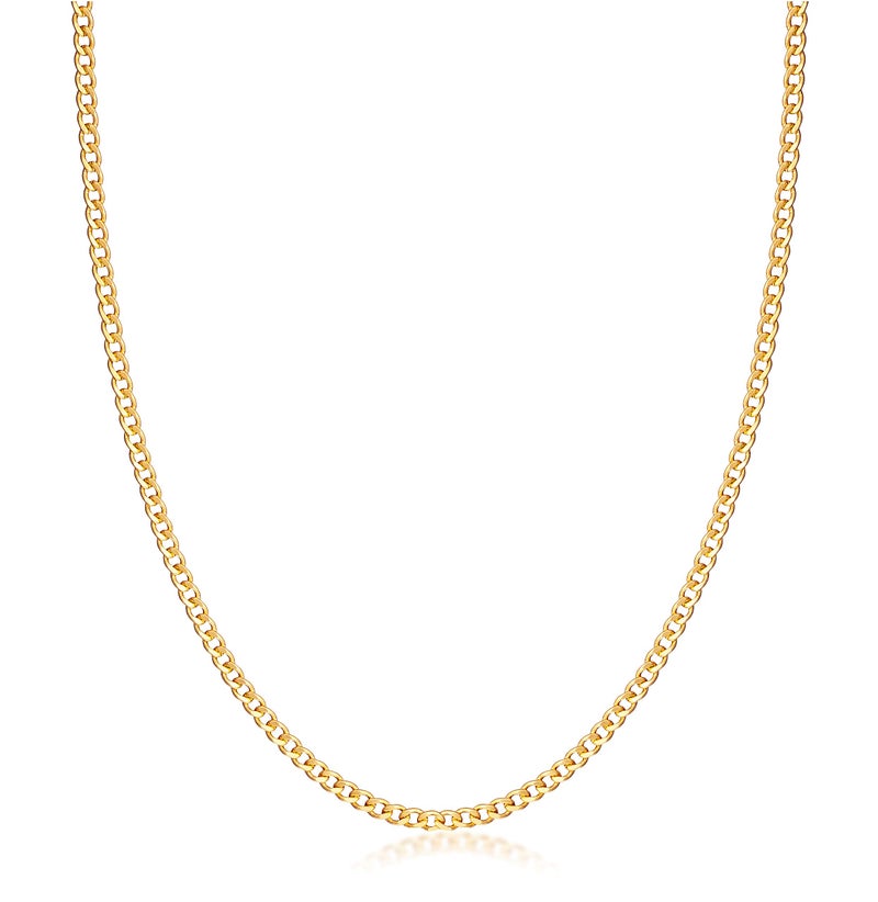 Barzel 18K Gold Plated Curb/Cuban Link Chain Necklace 2MM, 3MM, 4MM, 5MM For Women or Men - Made In Brazil (3MM Gold, 18 Inches) - Image 1