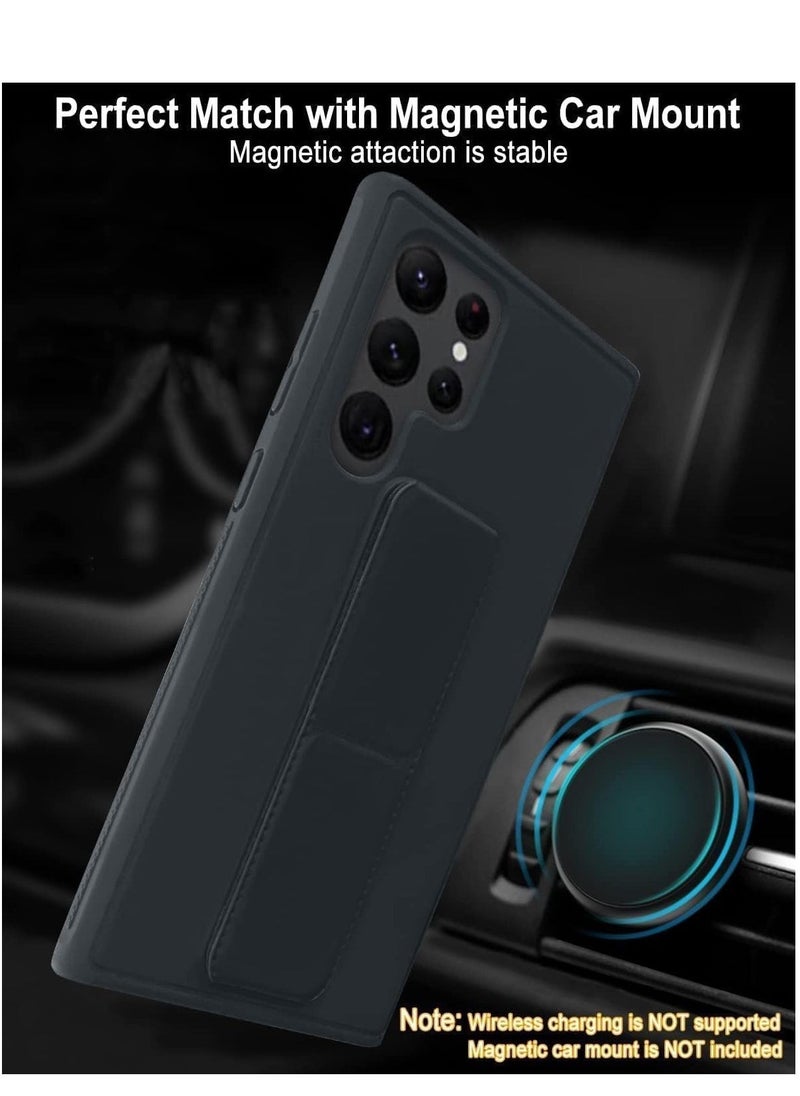 Raxoom Samsung Galaxy S22 Plus Back Stand Leather Case & Cover with Magnet Holder & Hand Grip - Image 3
