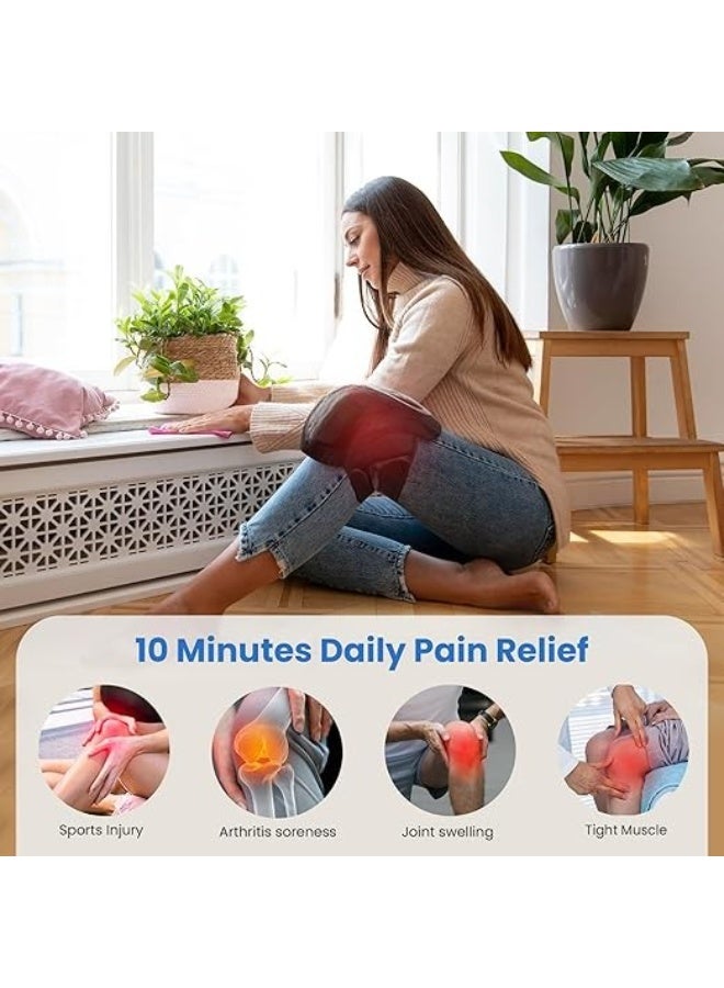 جهاز تدليك الركبة مع حرارة – مساج كهربائي للعضلات لتخفيف الألم، أحزمة قابلة للتعديل، 3 أوضاع حرارة واهتزاز - Image 5