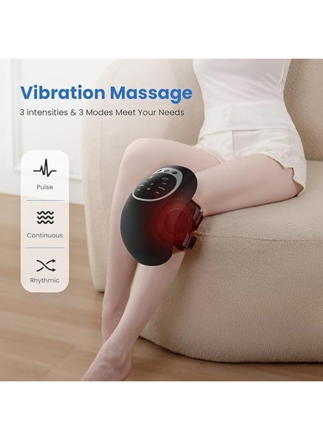 جهاز تدليك الركبة مع حرارة – مساج كهربائي للعضلات لتخفيف الألم، أحزمة قابلة للتعديل، 3 أوضاع حرارة واهتزاز - Image 4